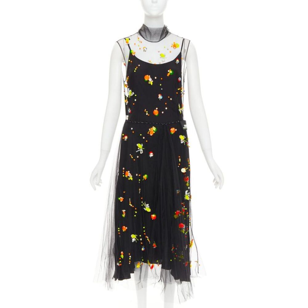 Prada 2018 Orange Tulle Logo Dress